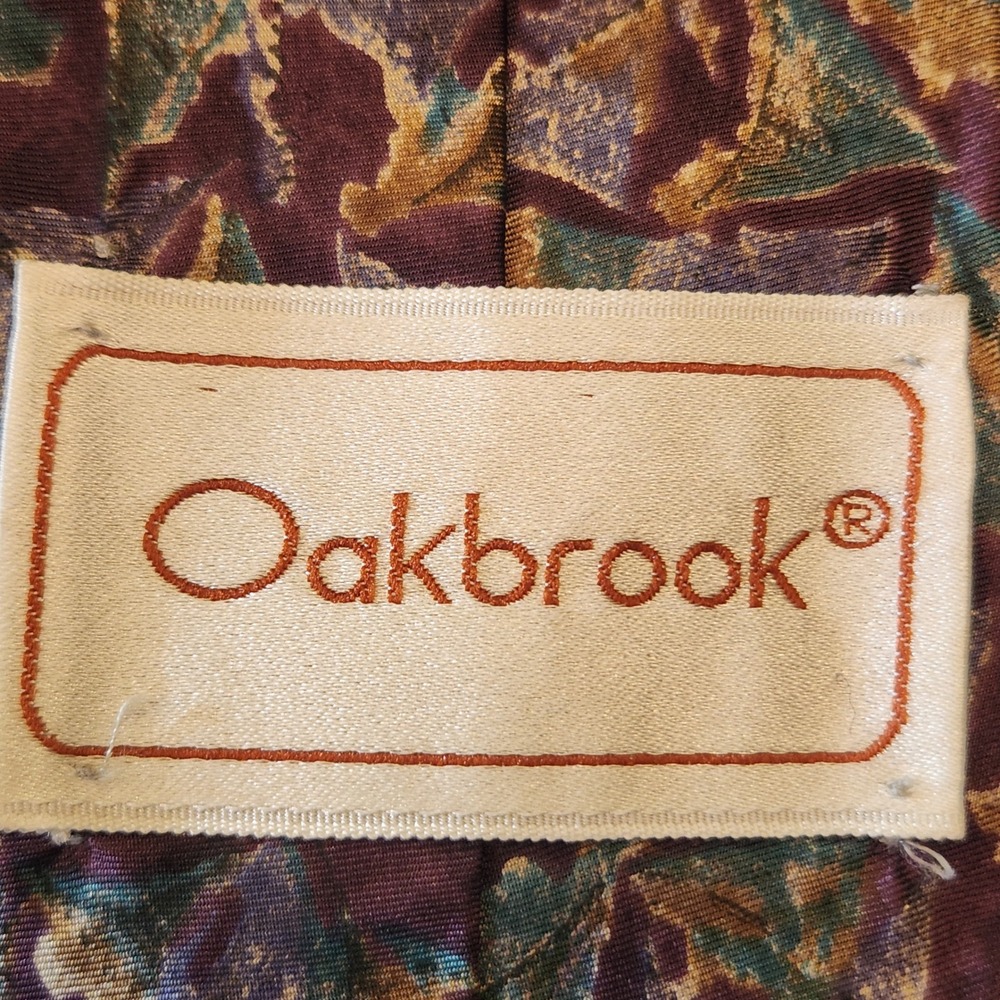 Oakbrook Silk Necktie Mens OS Purple Teal Abstract Geometric Vintage Excellent - Picture 2 of 7